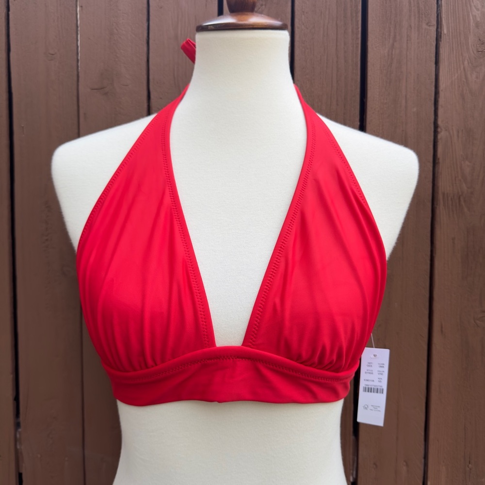J. Crew | NWT Size XS DD halter tie-back bikini top Style BY633 in Red